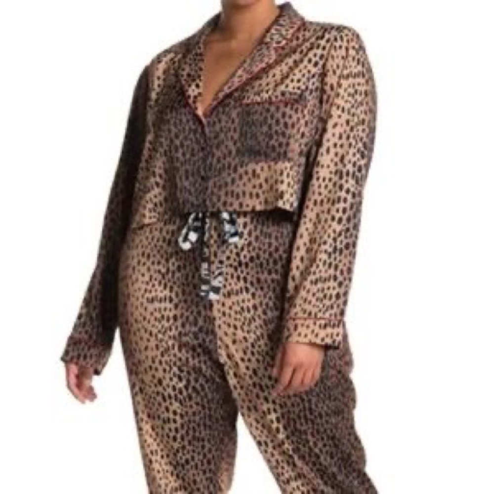 Good American The Satin Pjs Animal Print Set SZ:3 (Wmns Large)